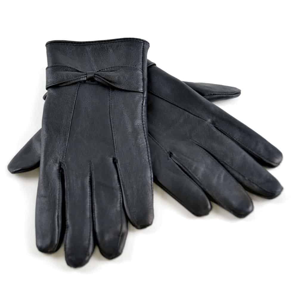 Damen Lederhandschuhe mit Schleifendetail