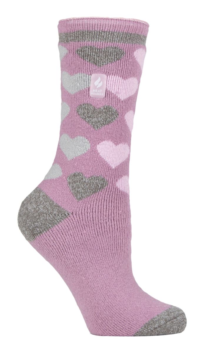 Heat Holders Lite - Womens isoliert thermische Socken | Mehrere Designs einschließlich Argyle Streifen Herzen Sterne | Warme Socken für den Winter - Mauve (Paris)
