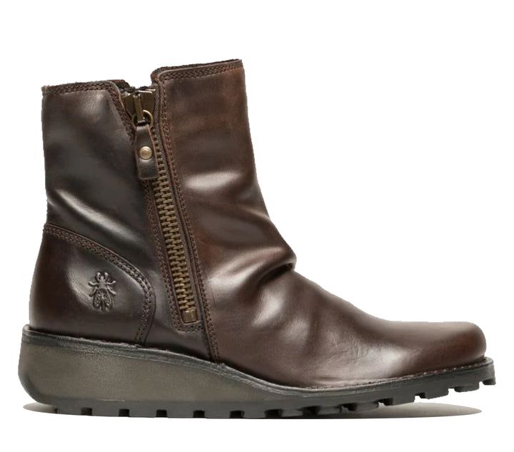 Damen Leder Keilabsatz Stiefeletten