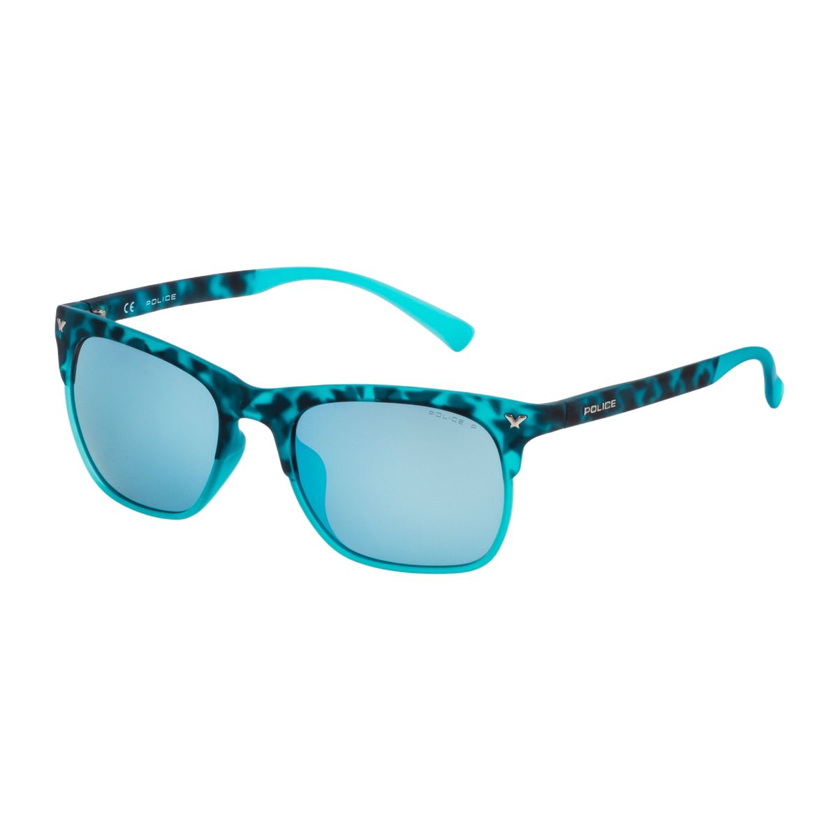 Blaue Sonnenbrille mit Schildpattmuster