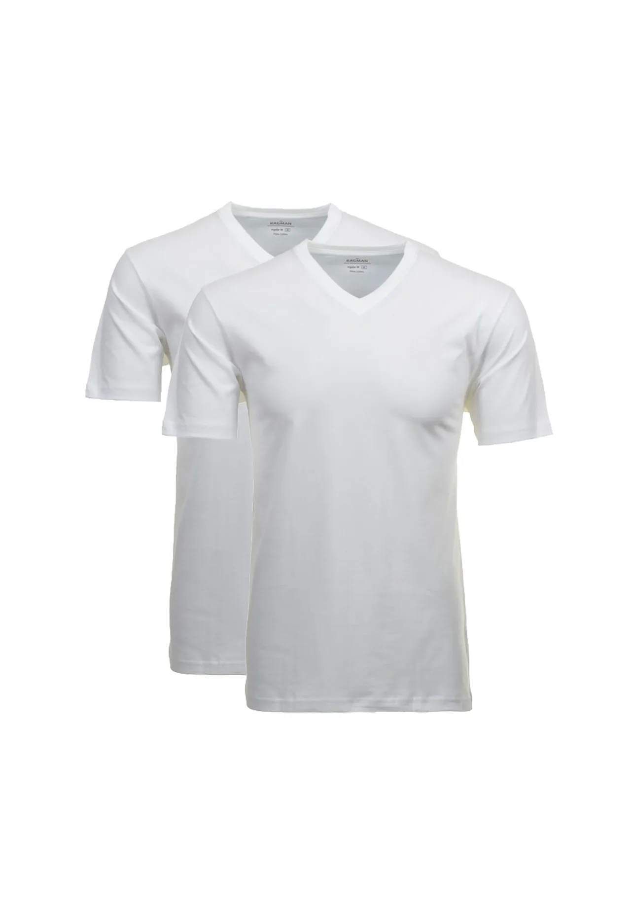 Klassisches Weißes V-Ausschnitt T-Shirt Doppelpack