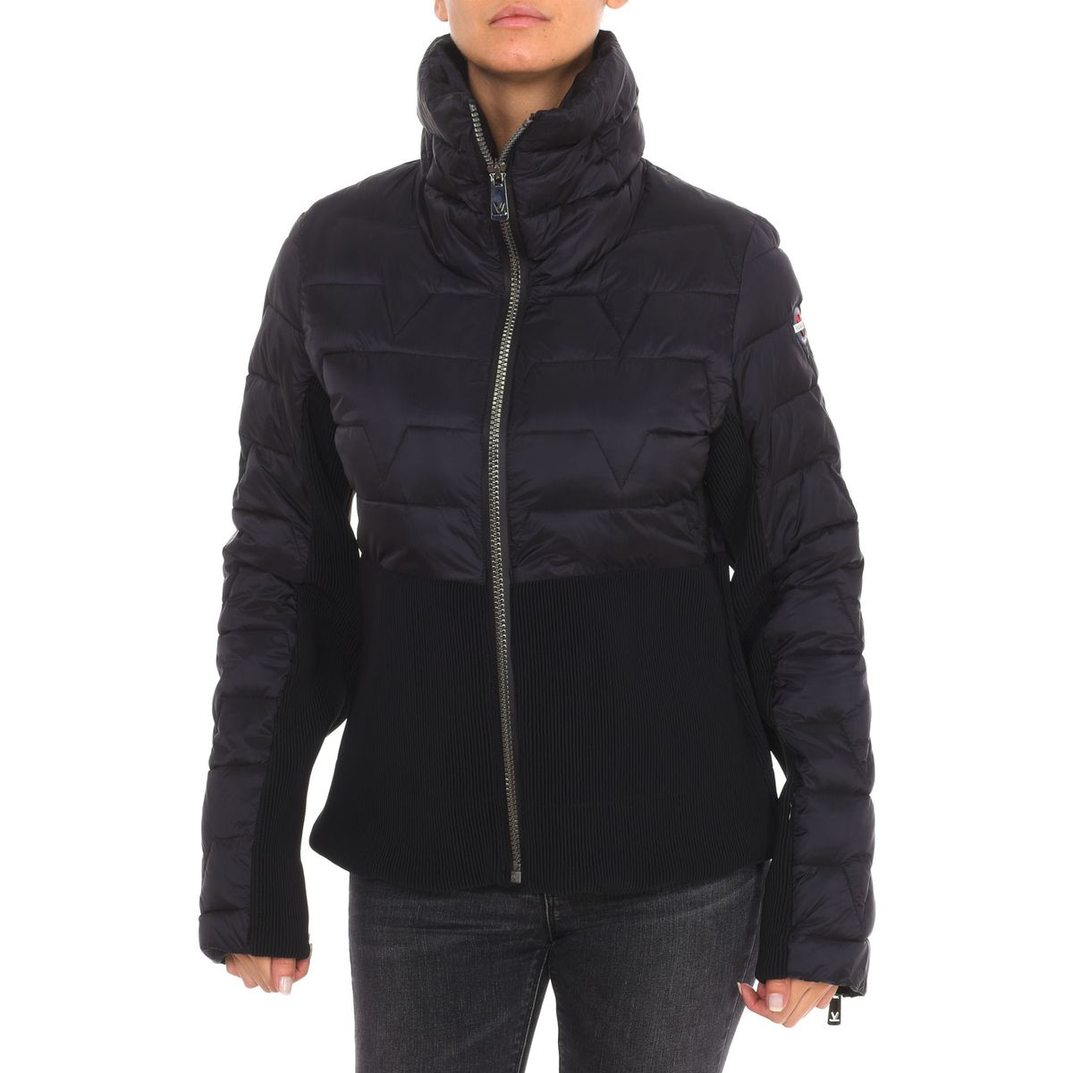 Gesteppte Jacke mit gerippten Strickdetails