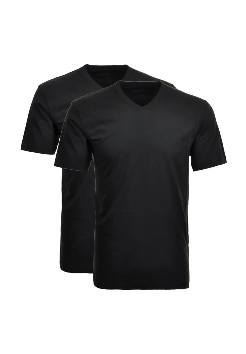 Klassisches schwarzes V-Ausschnitt T-Shirt Doppelpack