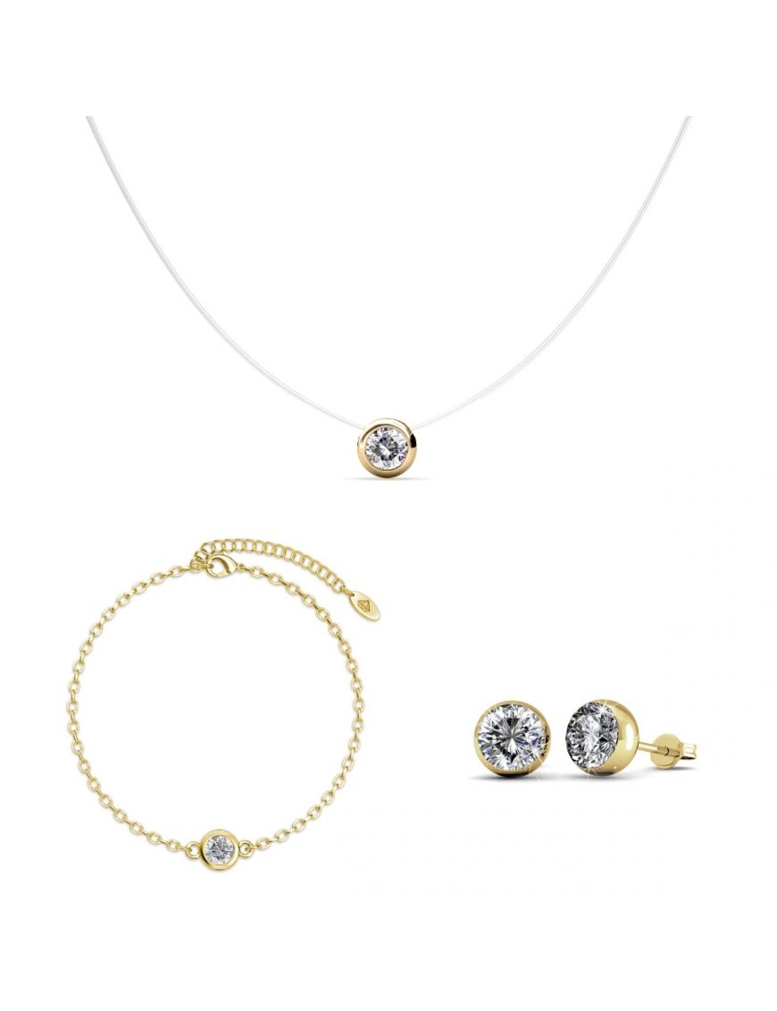 Kristallanhänger Halskette Ohrring Armband Set