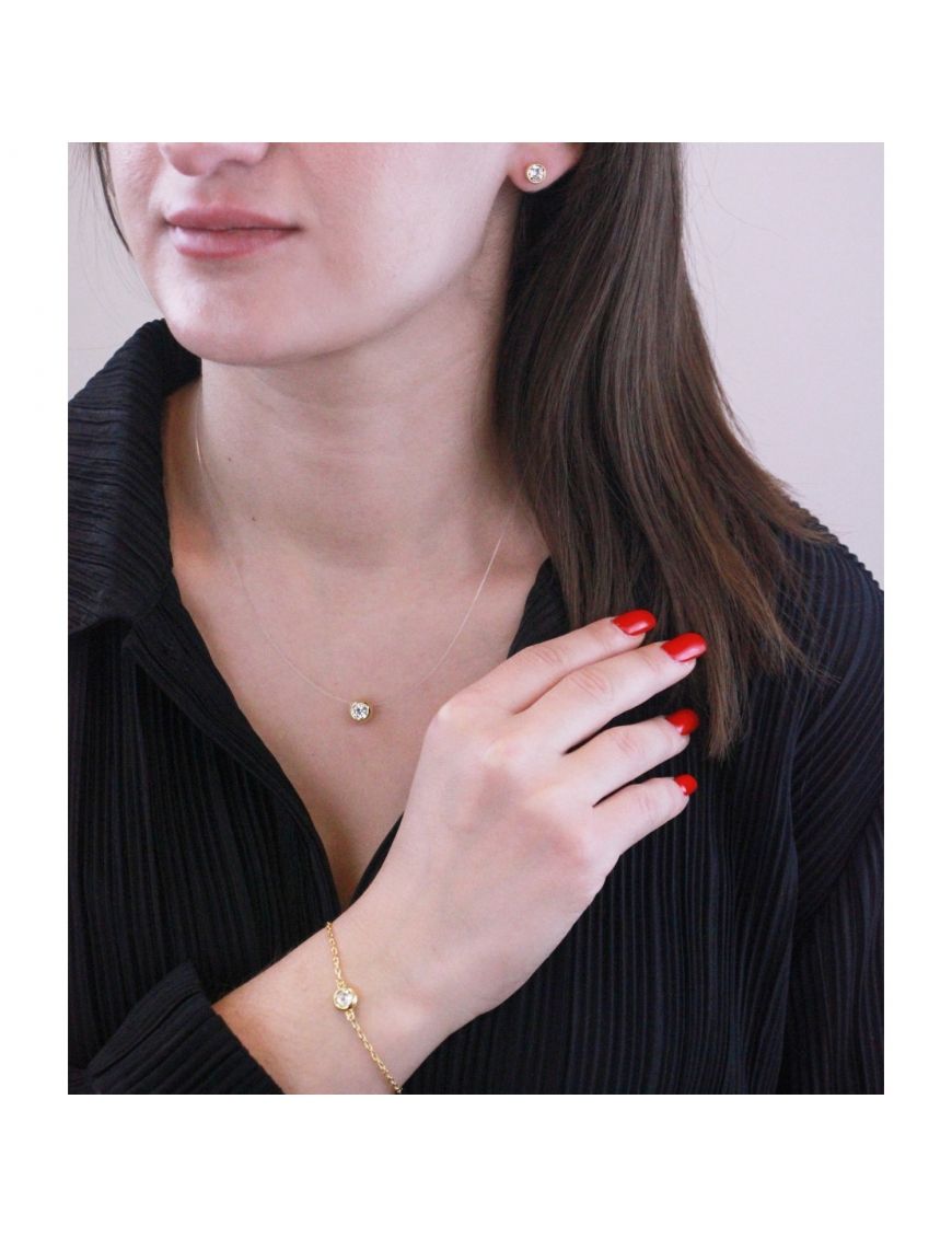 Minimalistisches Kristall-Schmuckset in Gold