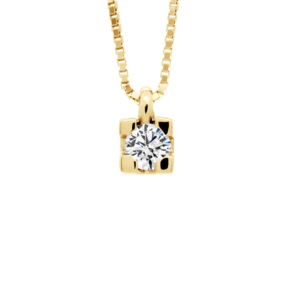 Diamant Solitär Anhänger Gelbgold Halskette