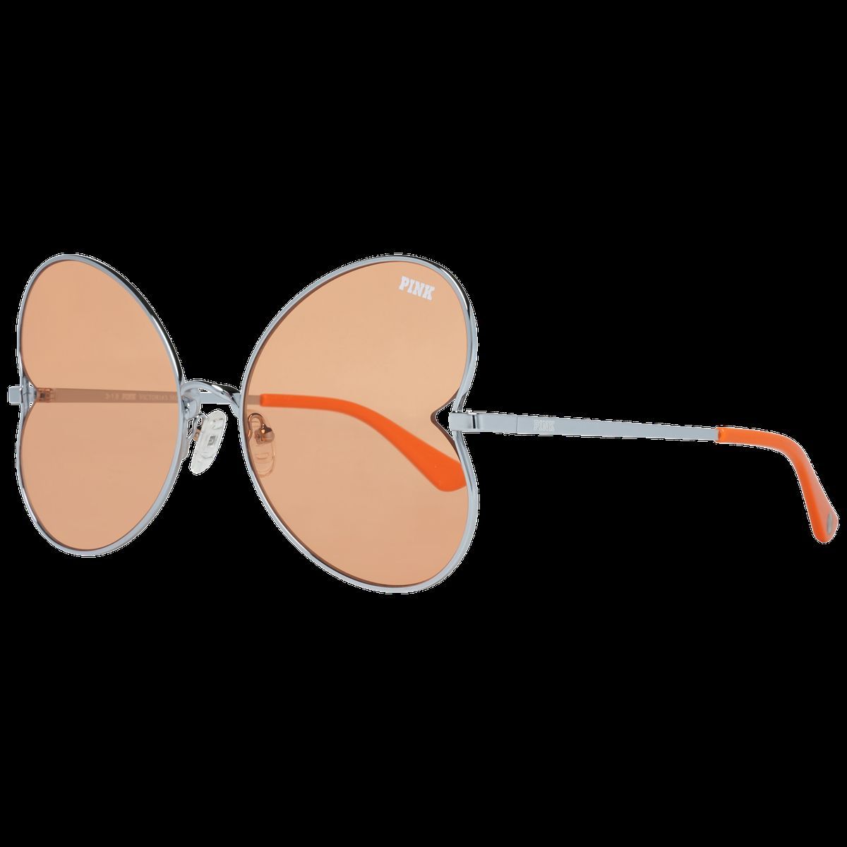 Schmetterlings-Sonnenbrille Silberrahmen Orange Gläser