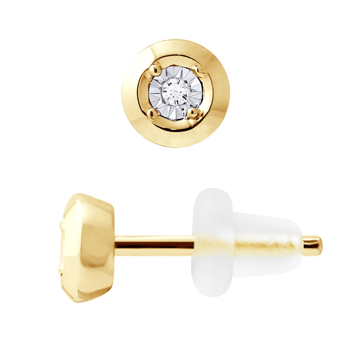 Goldene Ohrstecker Diamant Illusion