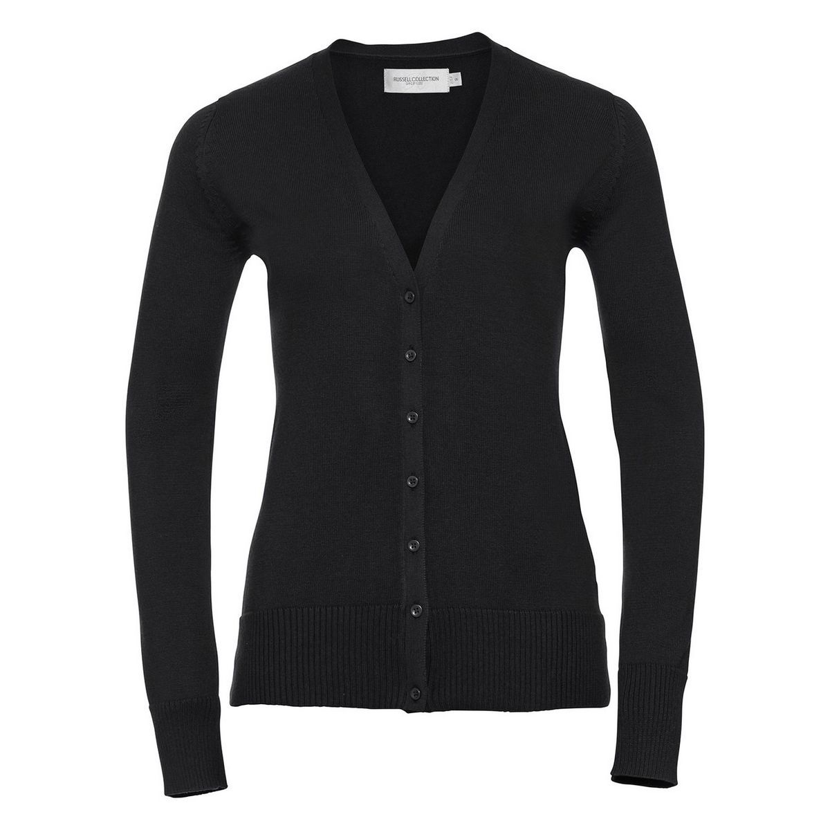 Russell Collection - Strickjacke Tiefer V-Ausschnitt für Damen (Schwarz)