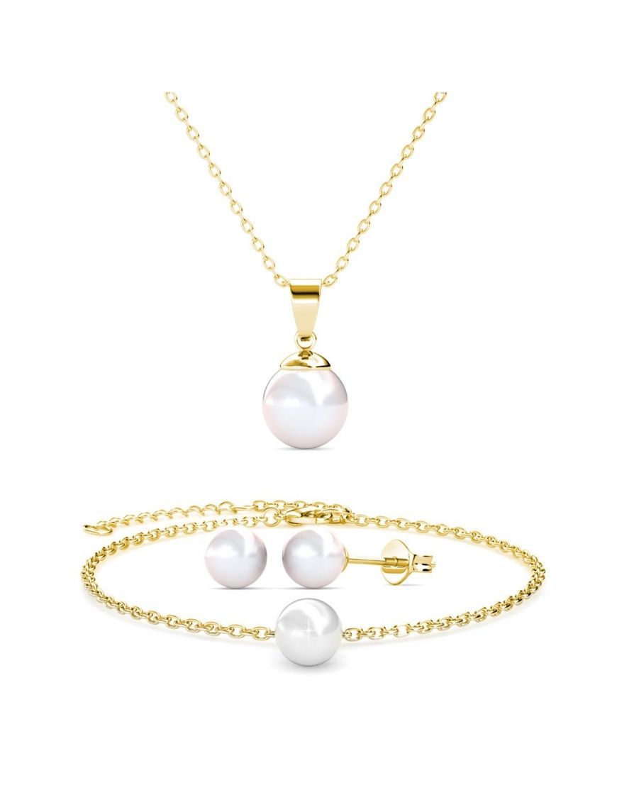 Perlenhalskette, Armband, Ohrring-Set