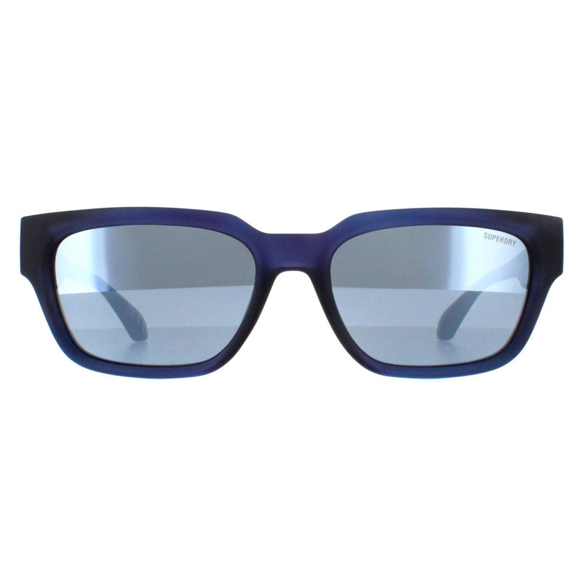 Sonnenbrille mit eckigem Rahmen und silberverspiegelten Gläsern