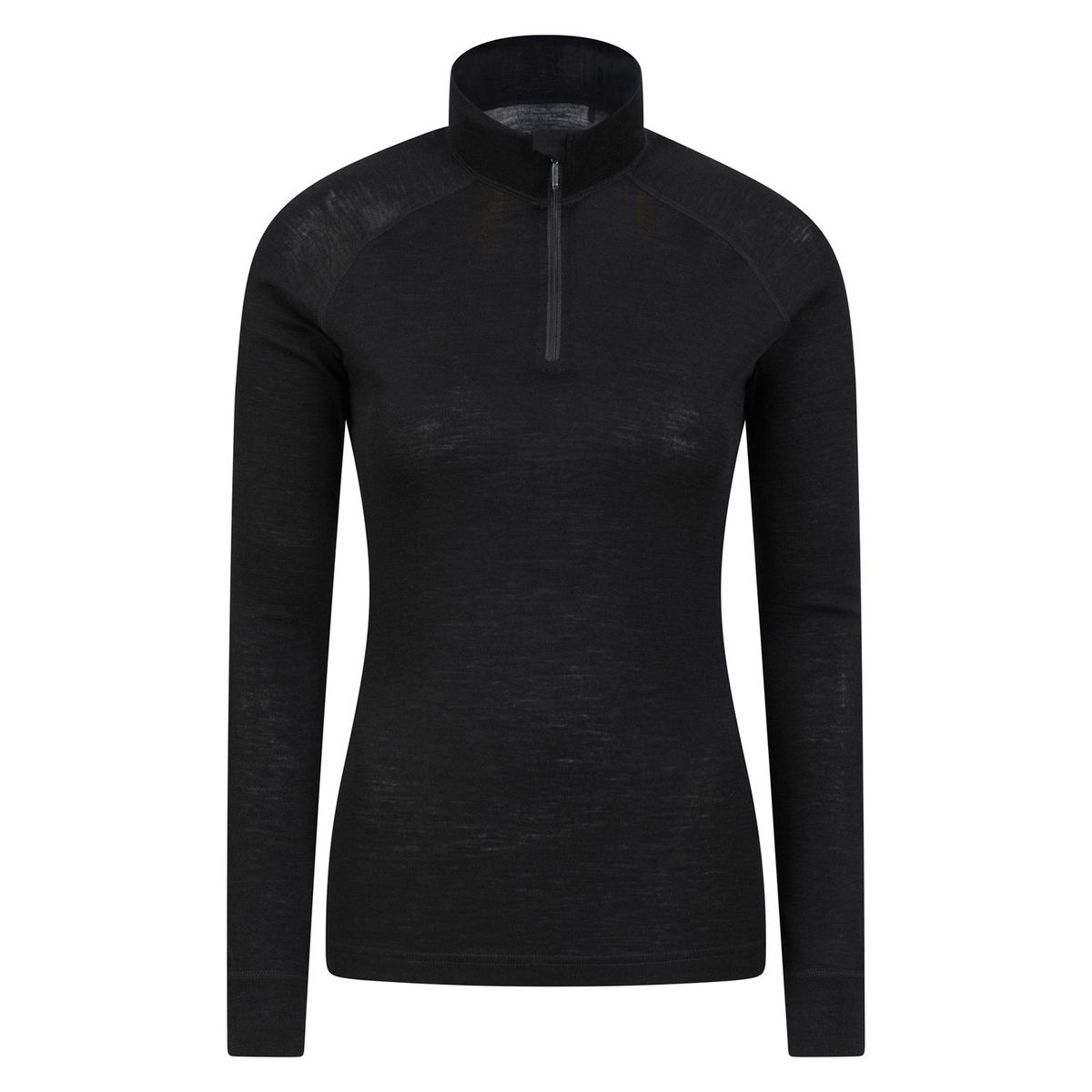 Mountain Warehouse Damen/Damen Merinowolle Zip Neck Thermal Top (Schwarz)