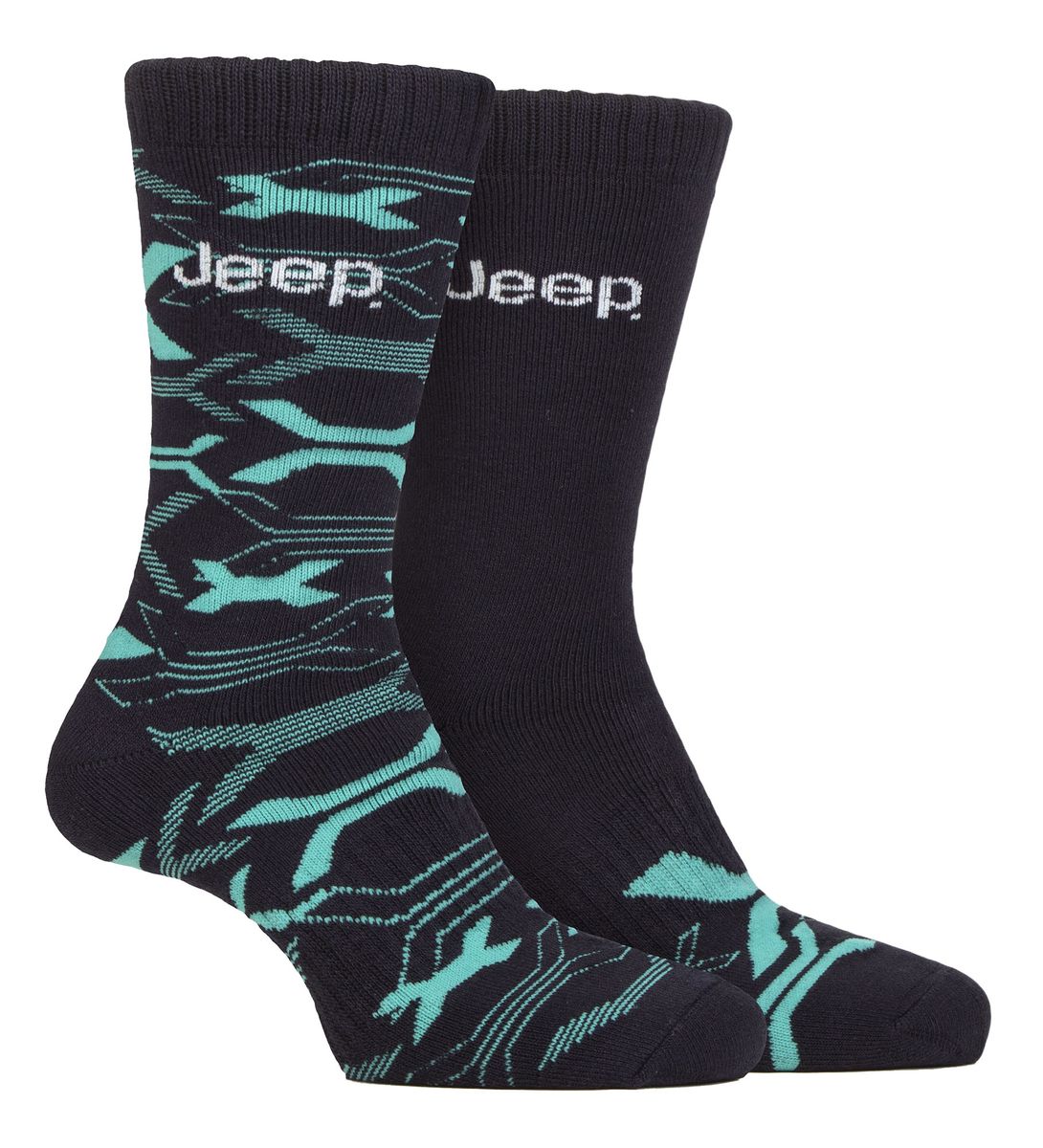 Mens Bamboo Arbeit Boot Socken | Jeep | weich und atmungsaktiv dicken Heavy Duty gepolstert Socken, stricken gerippt Stil Walking Socken - Navy / Türkis
