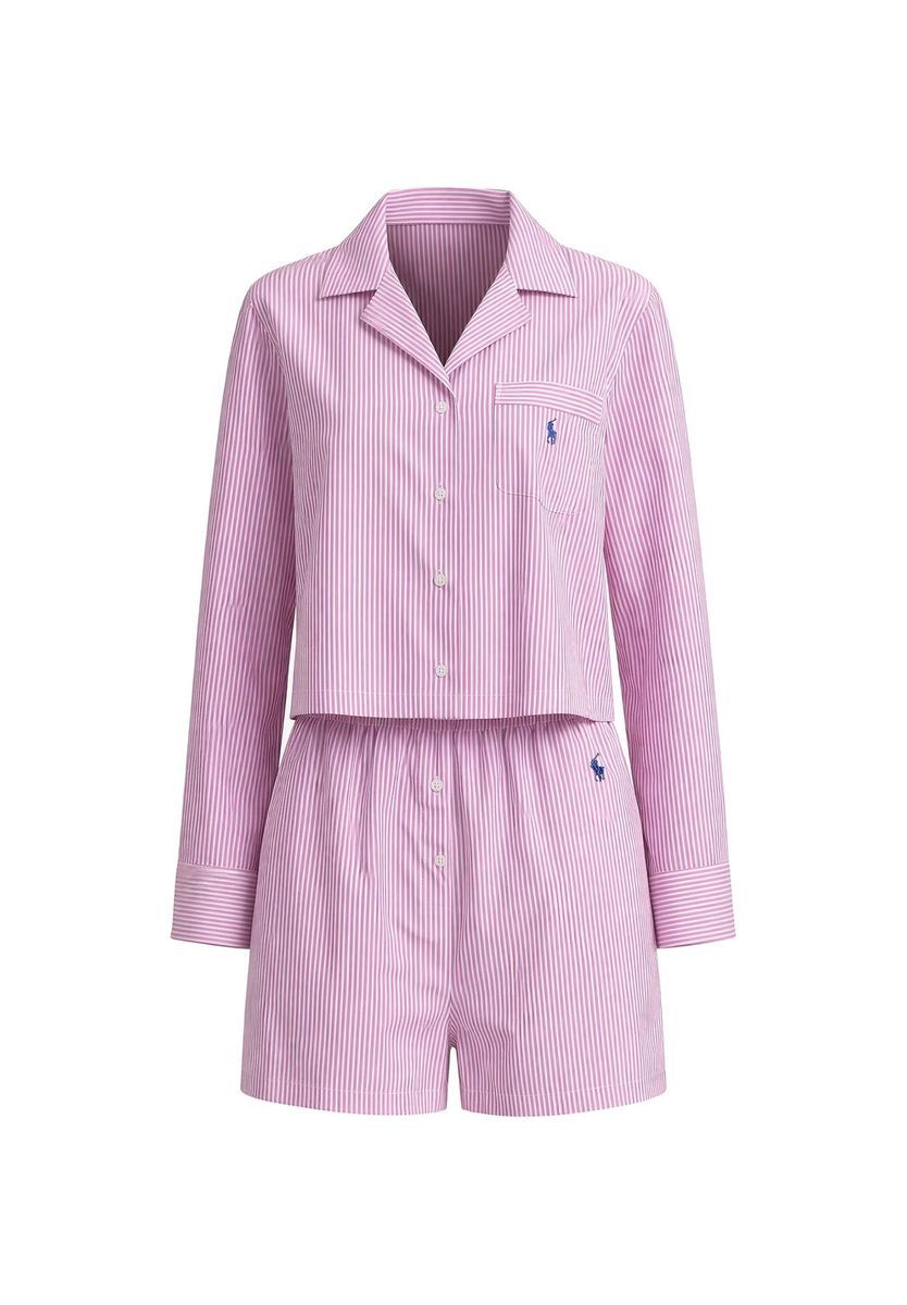 Gestreiftes Pyjama-Set aus Baumwollpopeline