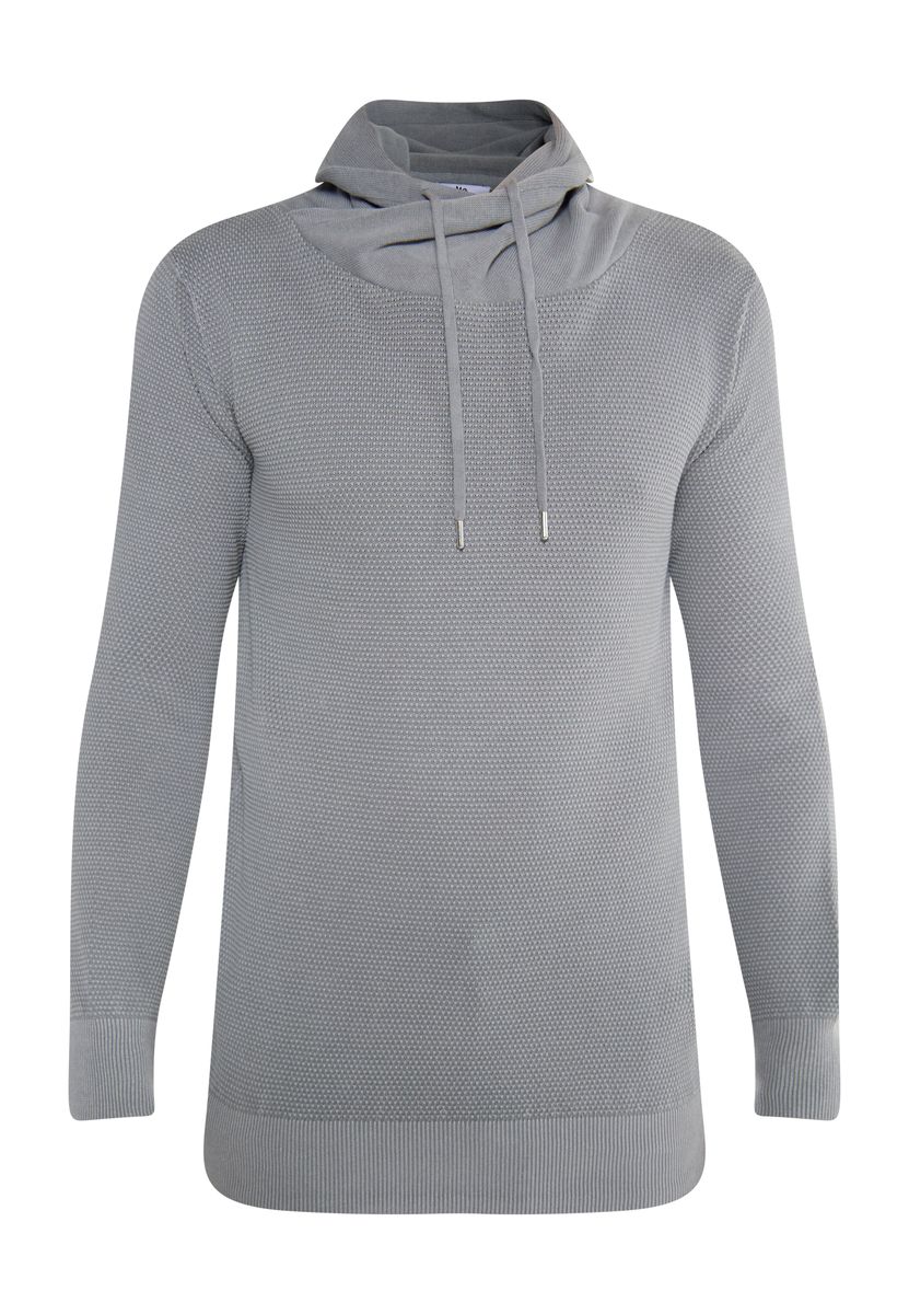 Herren Strick Hoodie mit Textur und Kordelzug