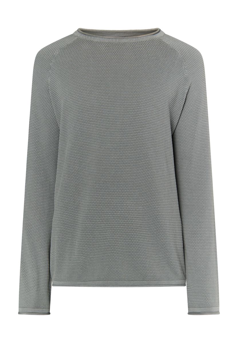 Strukturierter Baumwollpullover mit Schalkragen