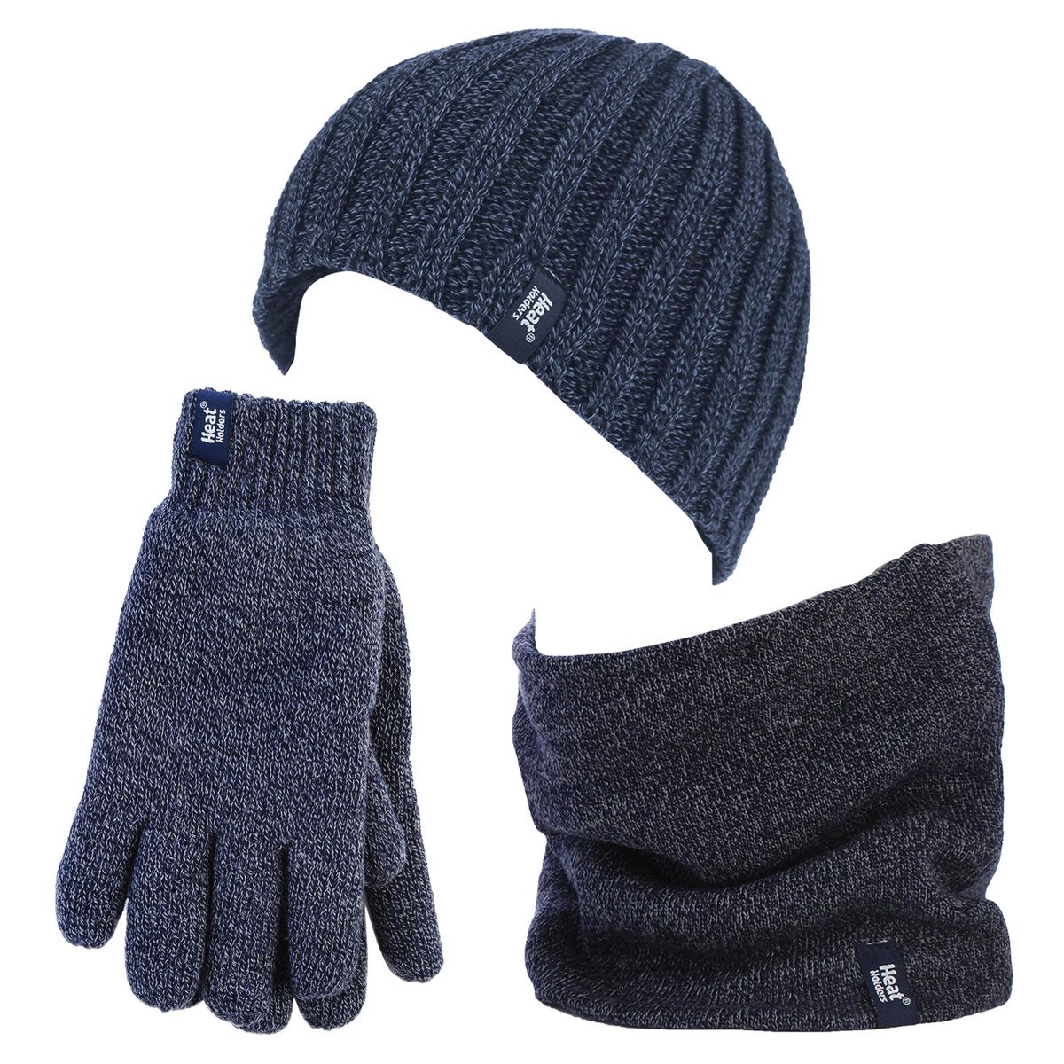 Heat Holders - Thermische Wintermütze, Halswärmer und Handschuhe aus Fleece für Männer - Navy