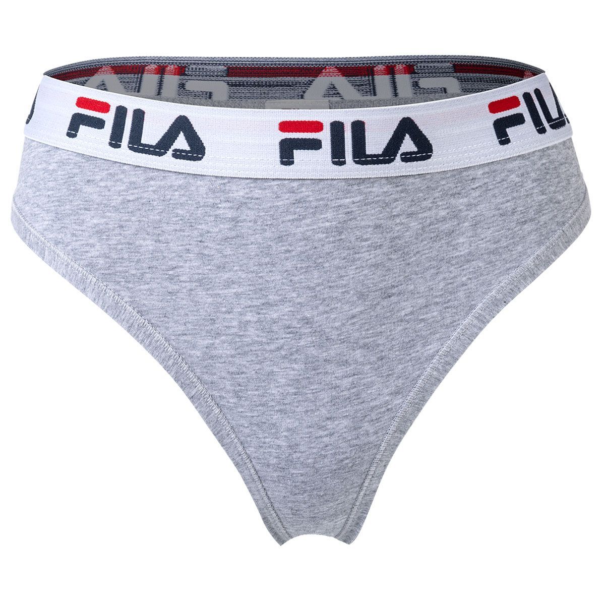 Grauer Baumwollmix Tanga mit Logo