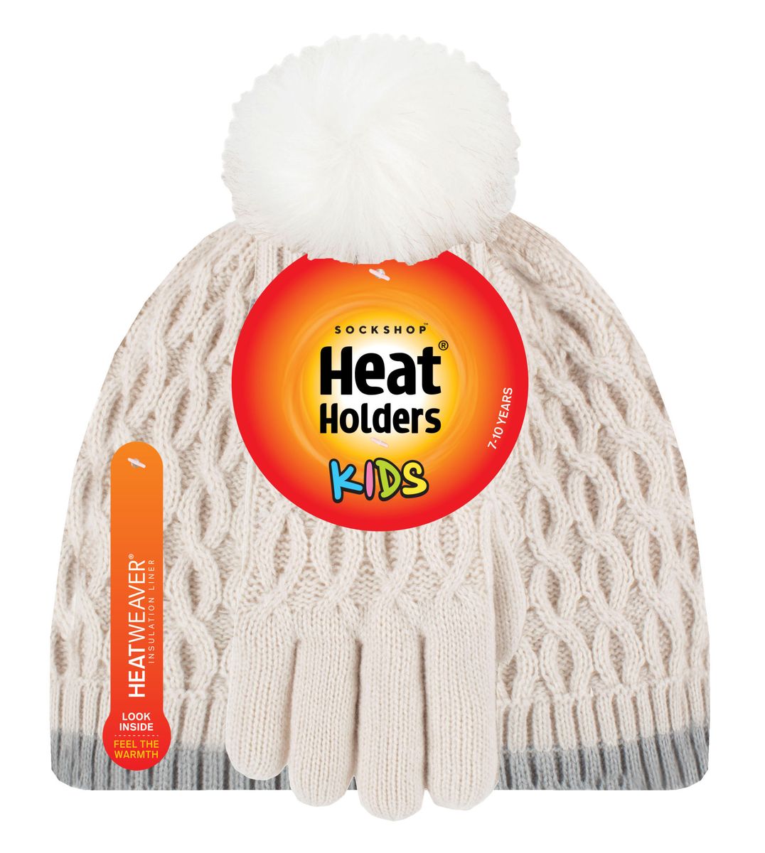 Wärmehalter - Thermoisolierte Pom Pom Bommelmütze und Handschuhe für Mädchen | bunte Pastellfarben - Buttercreme