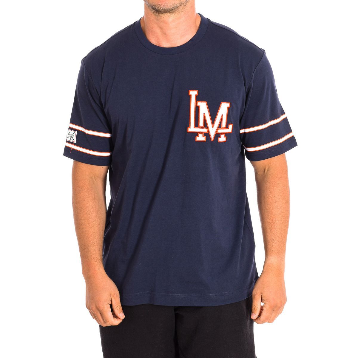 Marineblaues T-Shirt im Baseball-Stil mit Grafik