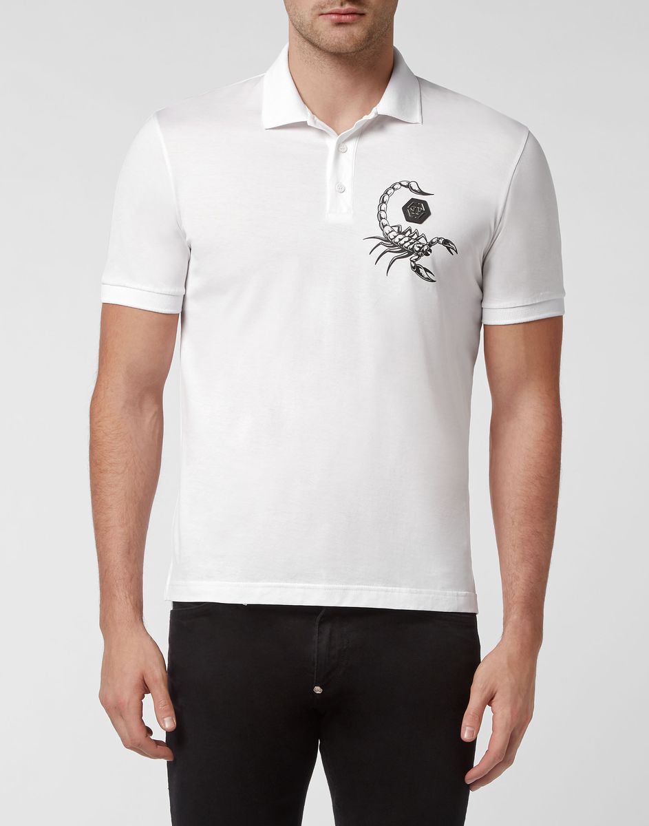 Poloshirt mit gesticktem Skorpion-Motiv