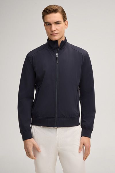 Marineblaue Blouson Pablo Nylon Stretch Jacke mit Stehkragen