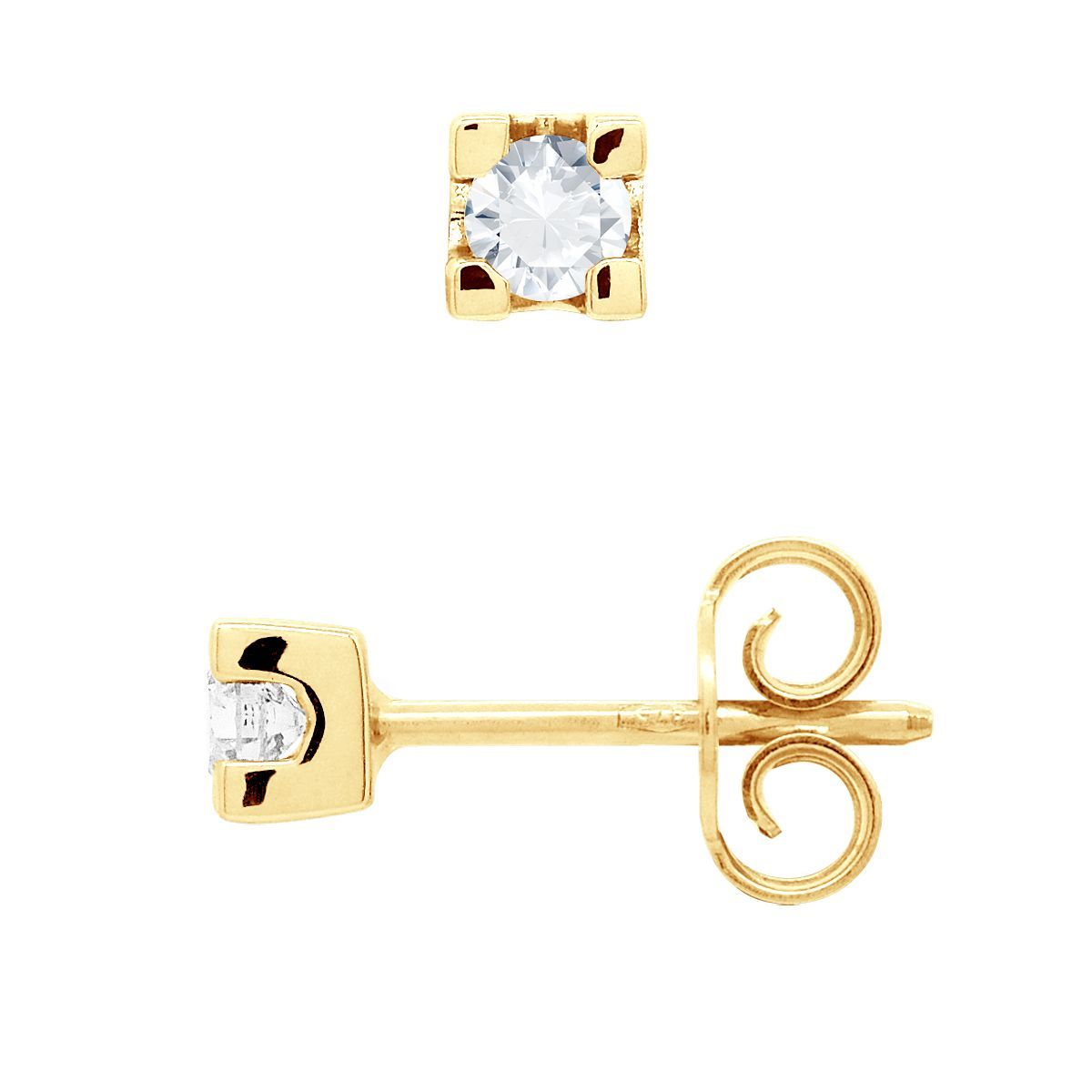 Diamant Solitär Ohrstecker Gelbgold