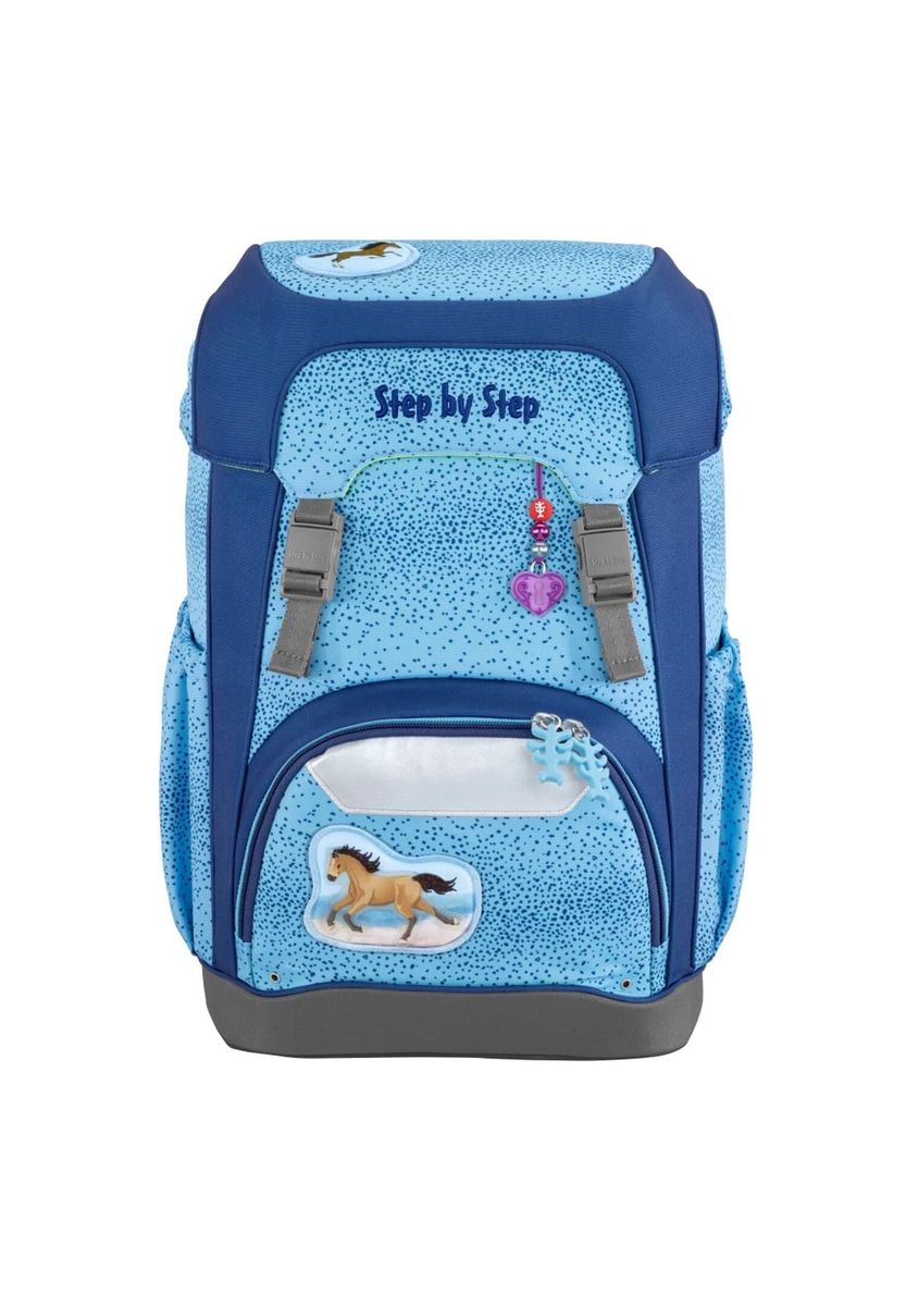 Blaues Schulranzen-Set mit Pferde-Design