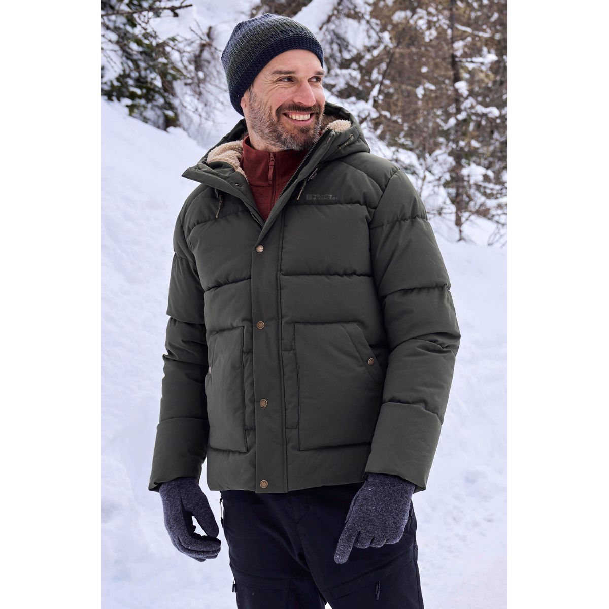 Herren Winterjacke mit Kapuze und Polsterung
