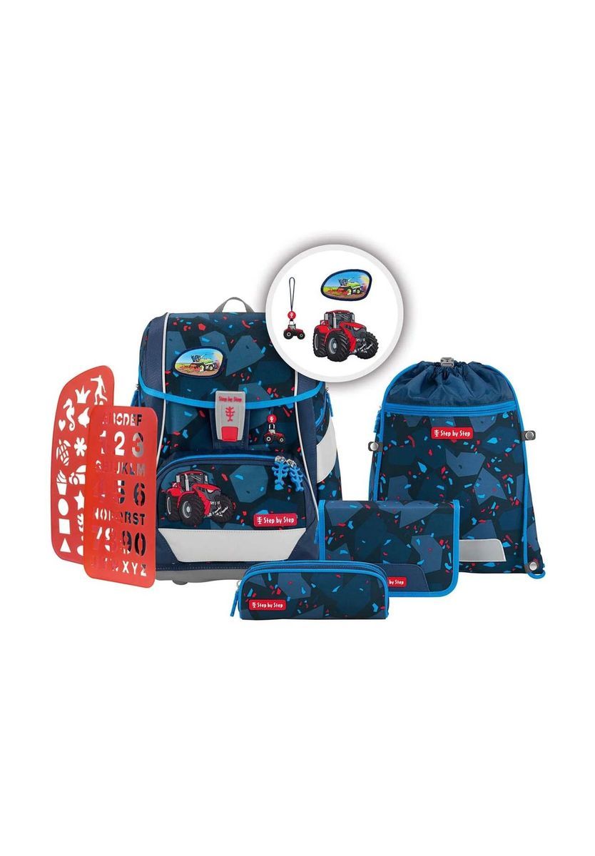 Schulranzen-Set mit Traktor-Print, 6-teilig