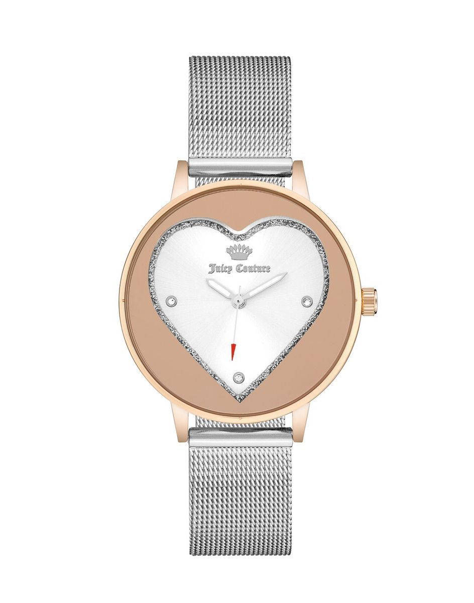 Mesh-Armbanduhr mit Herz-Zifferblatt