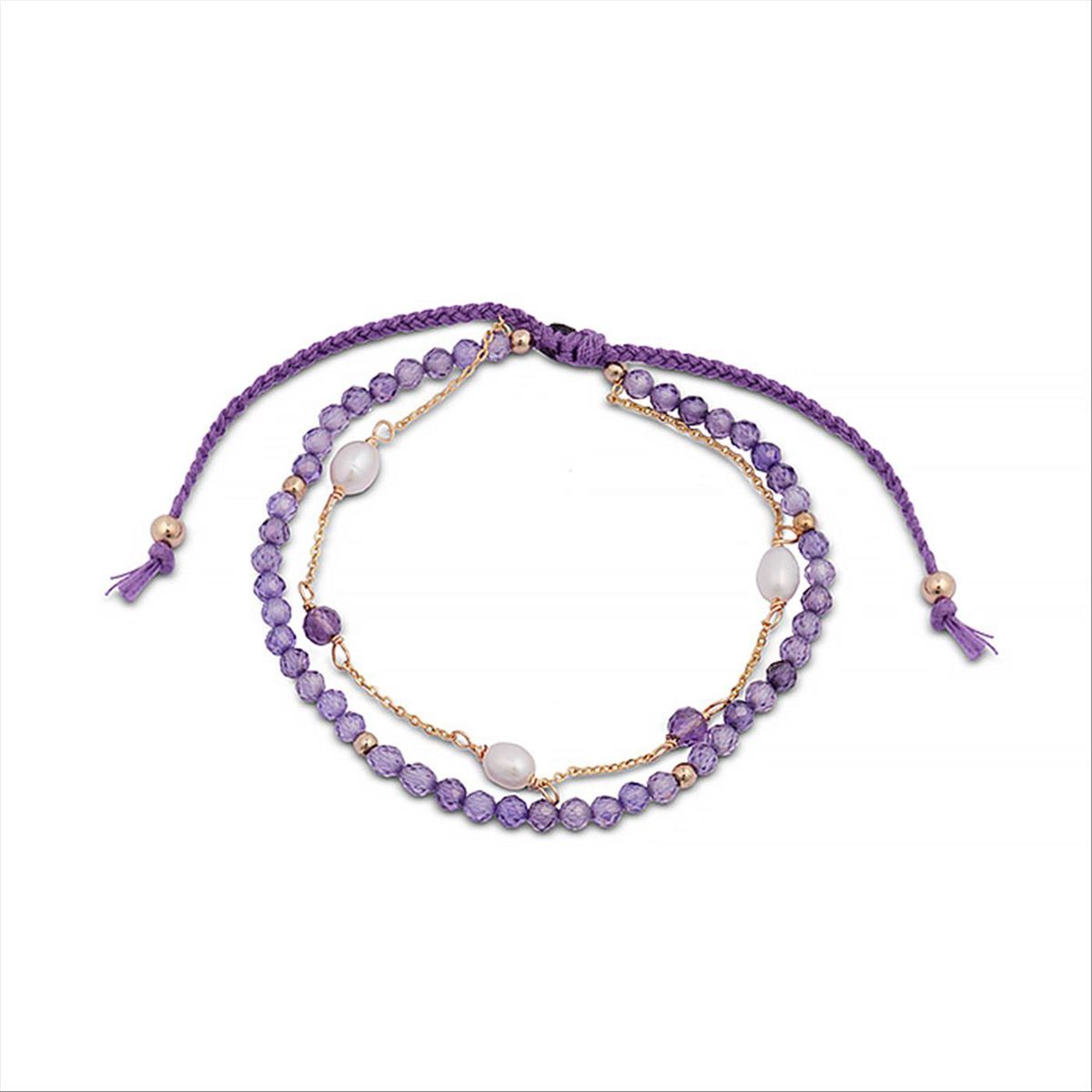 Amethyst Zirkonia Perlenarmband