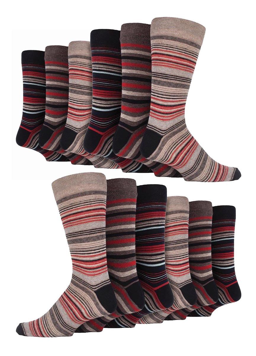 12 Paar Multipack Herren Baumwolle bunt gestreiften Kleid Socken | Socken Snob | gemusterten Business Casual Dress Socken - Rom