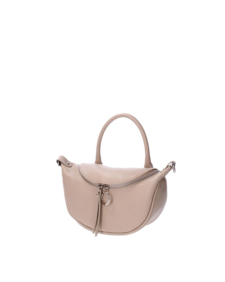Halbmond-Handtasche aus genarbtem Leder