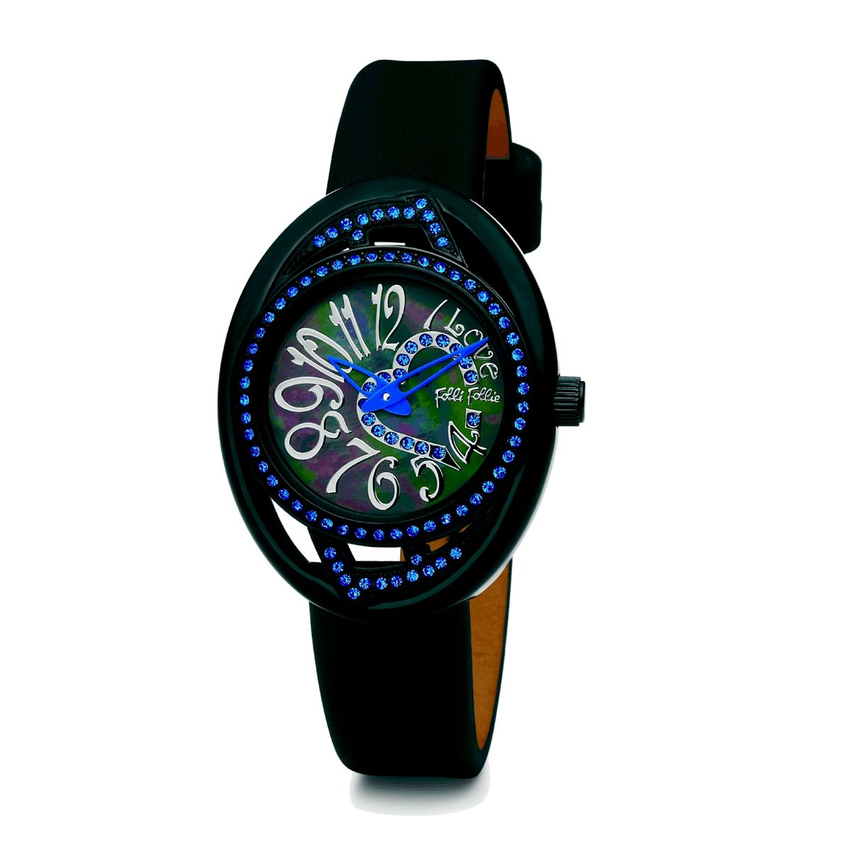 Elegante schwarze Modeuhr mit Kristallen