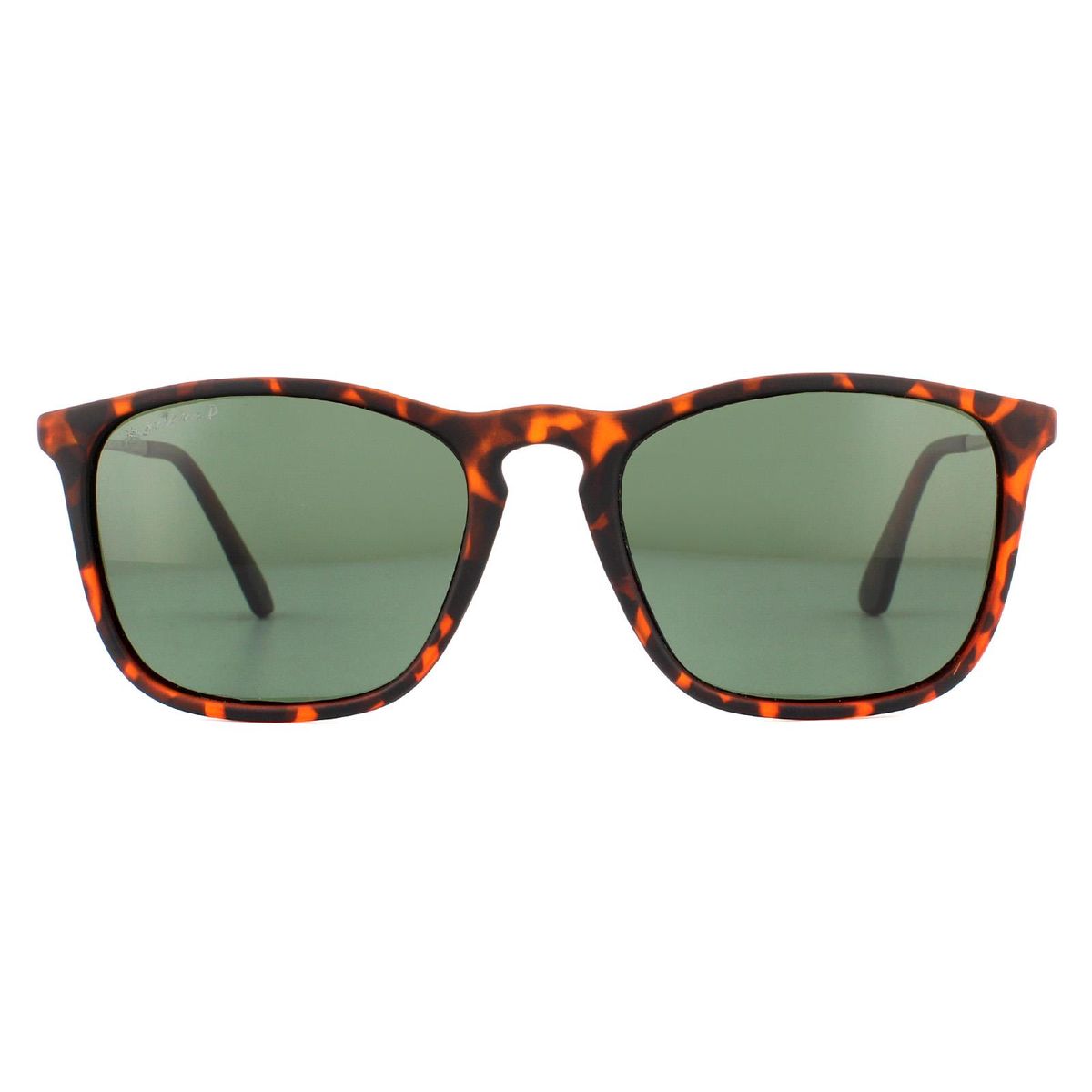 Quadratische Schildpatt-Sonnenbrille mit grünen Gläsern