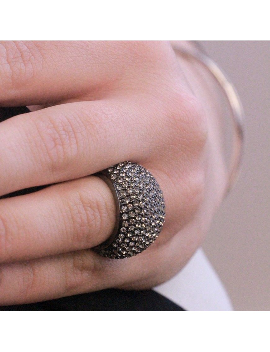 Kristallbesetzter gewölbter Statement-Ring
