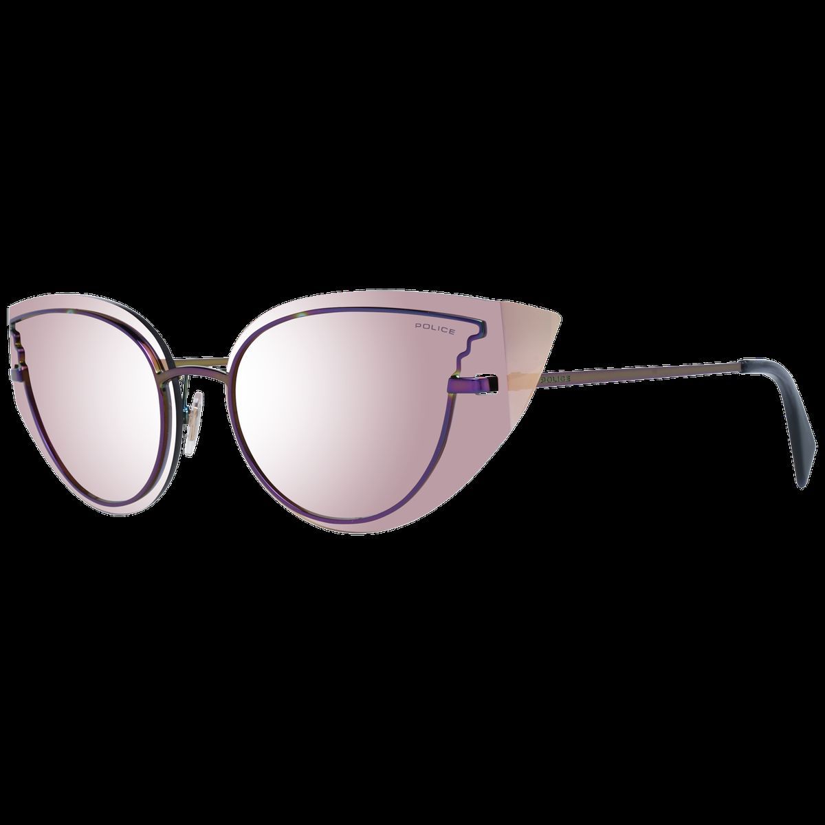 Randlose Cat-Eye Sonnenbrille mit rosafarbener Linse