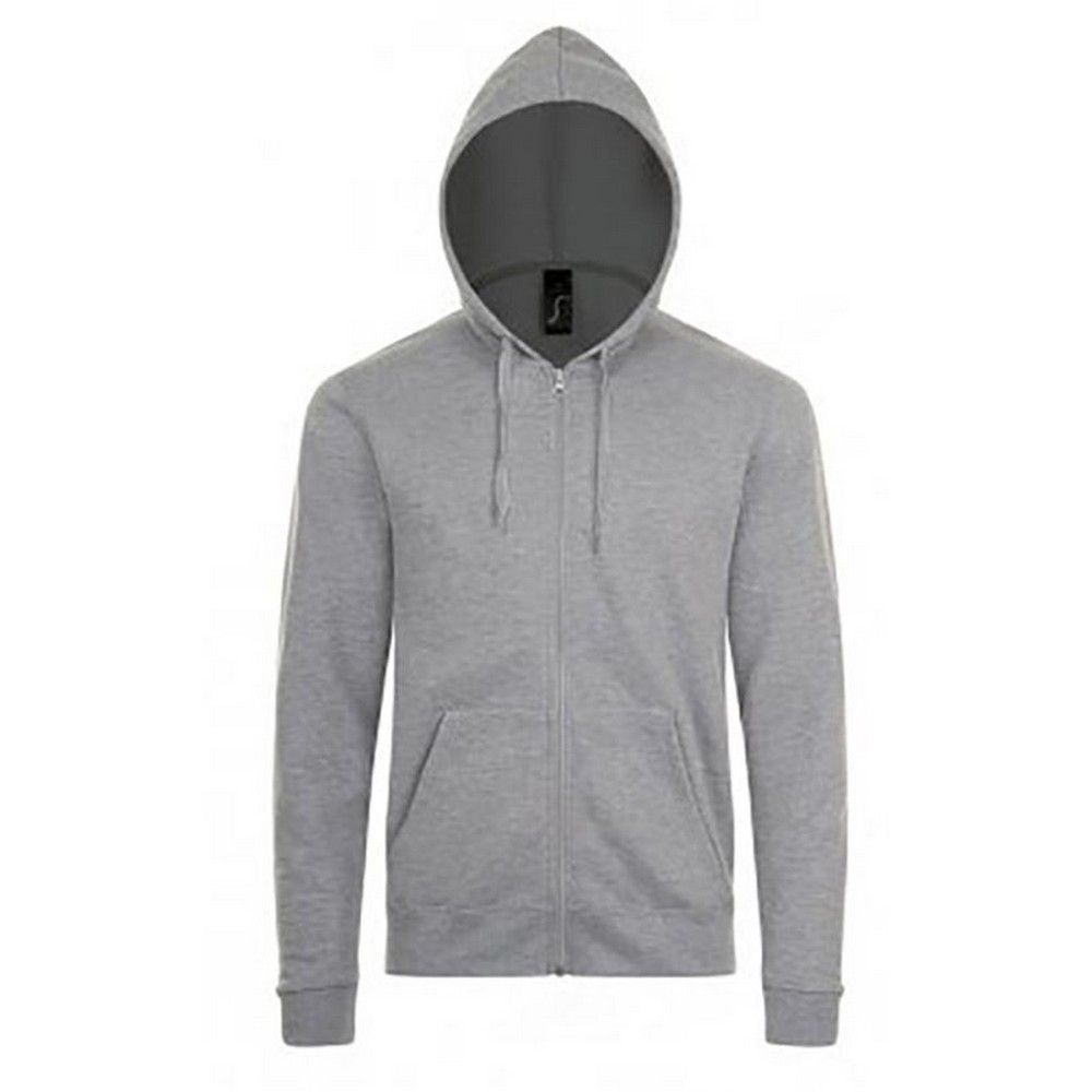 Grau melierter Kapuzenpullover mit Reißverschluss