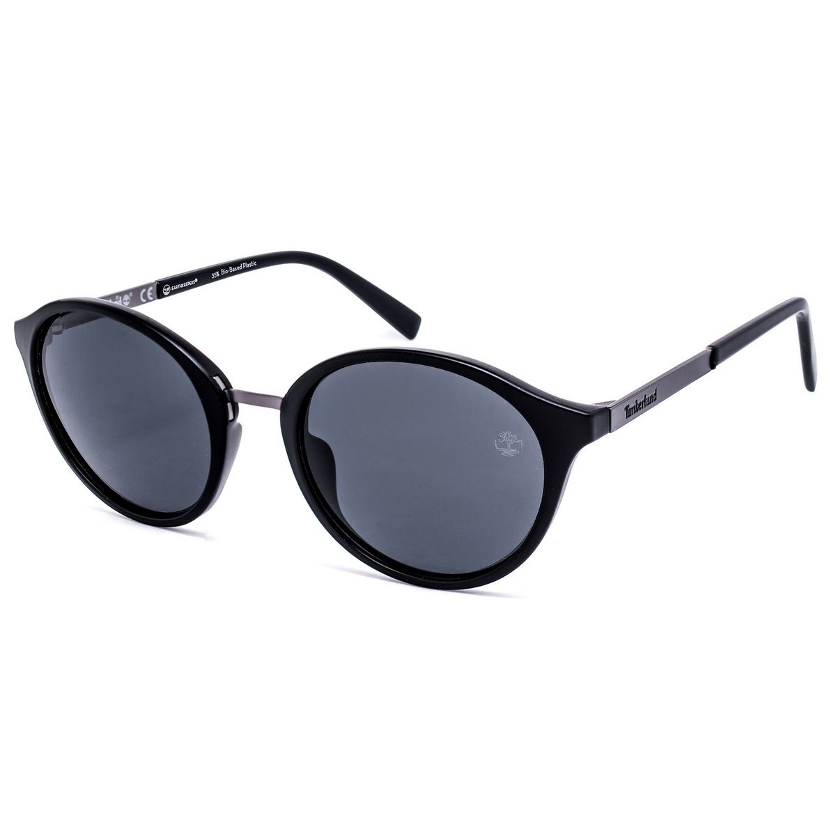Runde Sonnenbrille mit schwarzem Rahmen