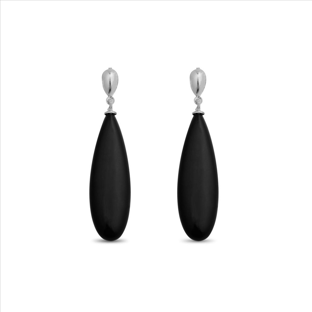 Schwarze Onyx-Tropfenohrringe Sterlingsilber
