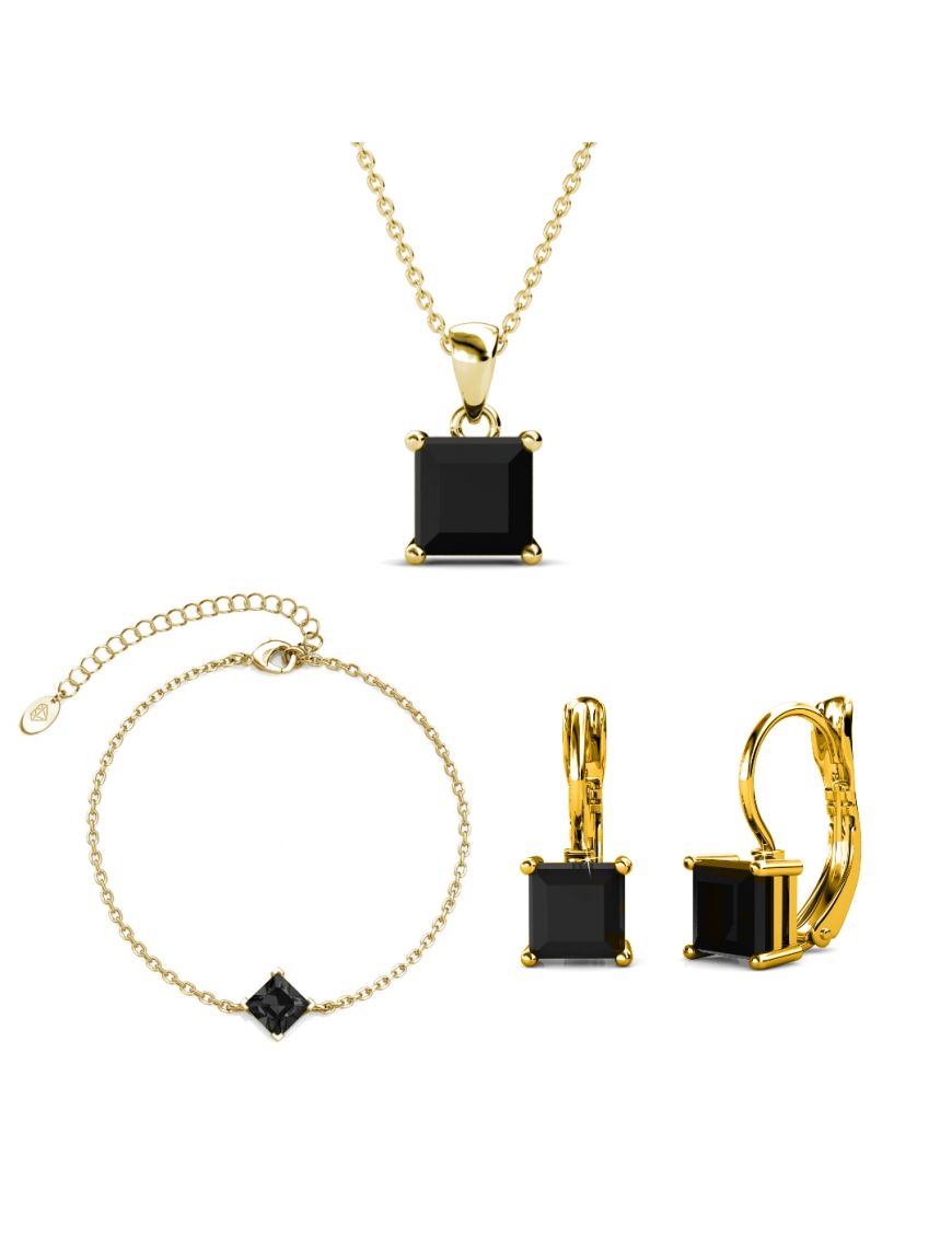 Quadratisches Kristall-Goldton Schmuckset
