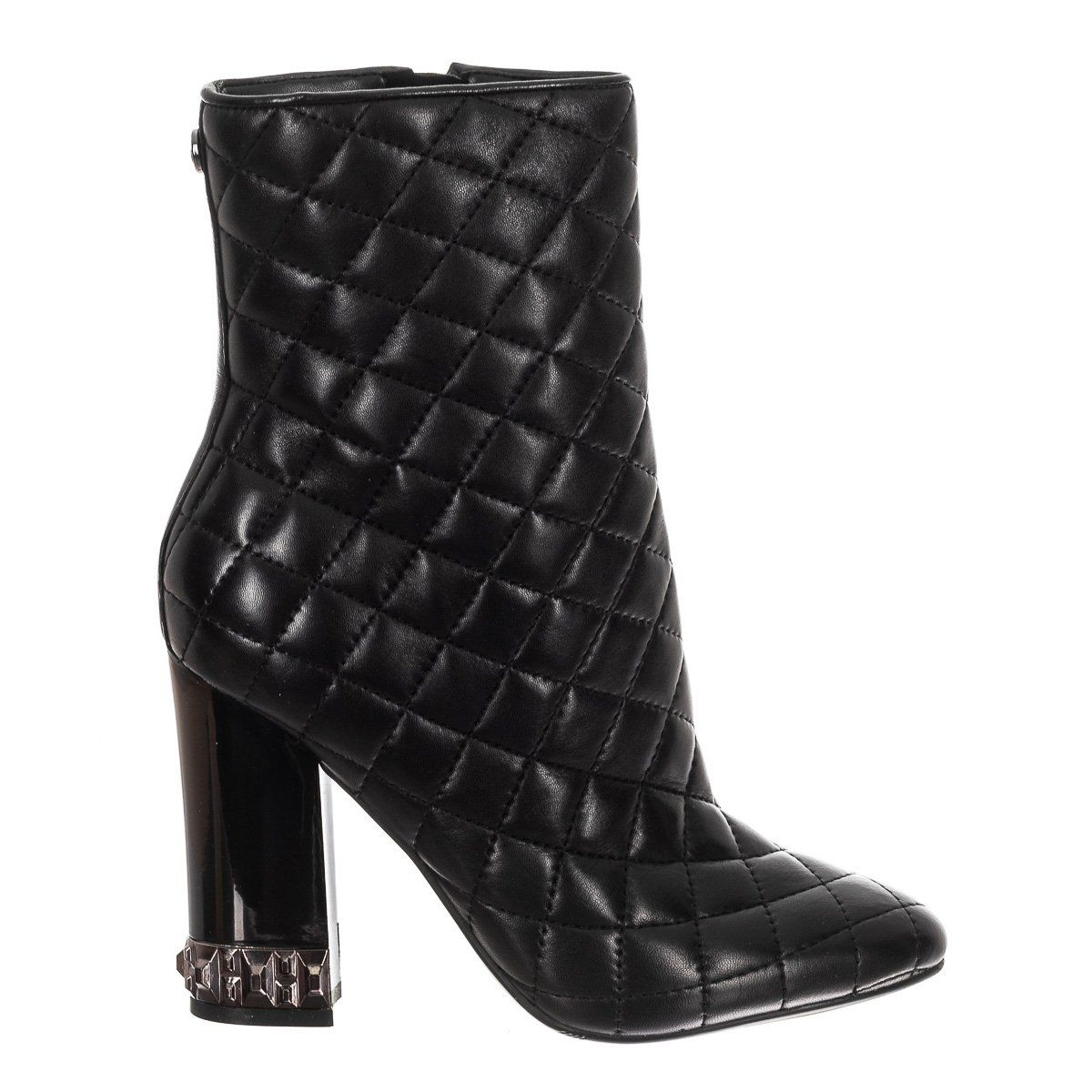 Gesteppte Lederstiefeletten mit Absatz