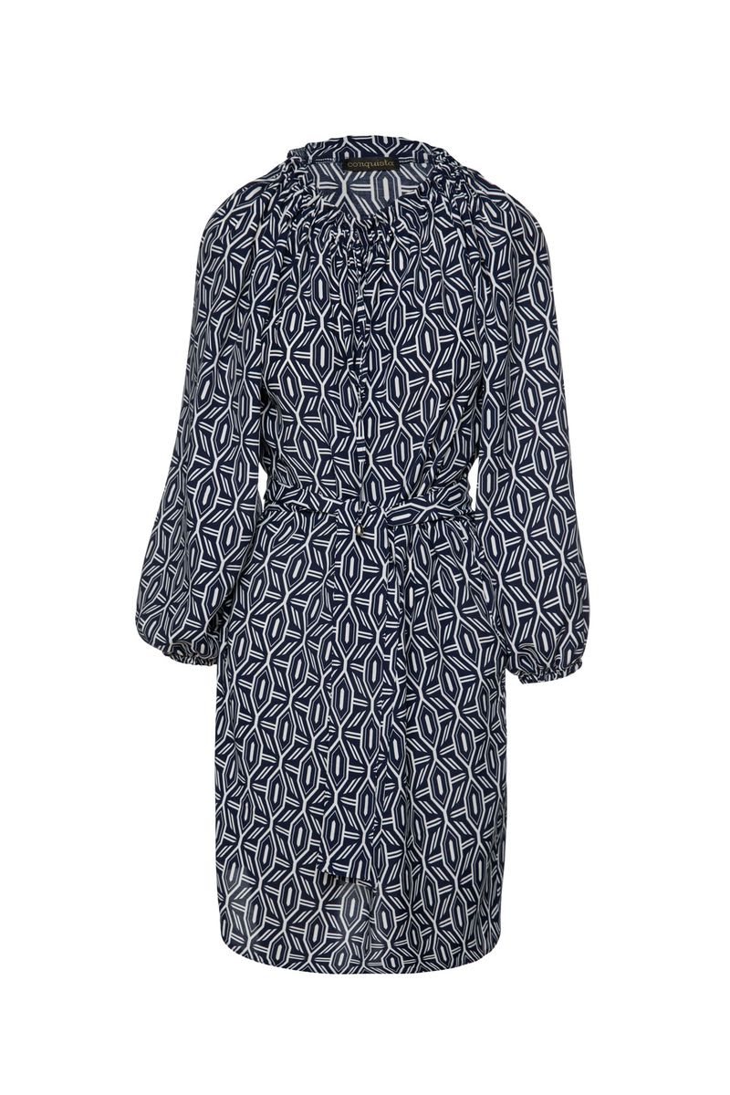 Gürtel-Minikleid mit geometrischem Print