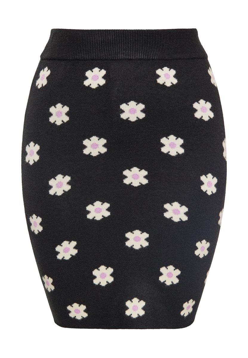 Floral Jacquard Strick Minirock