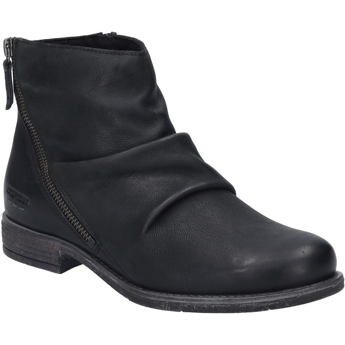 Leder-Stiefelette mit seitlichem Reißverschluss