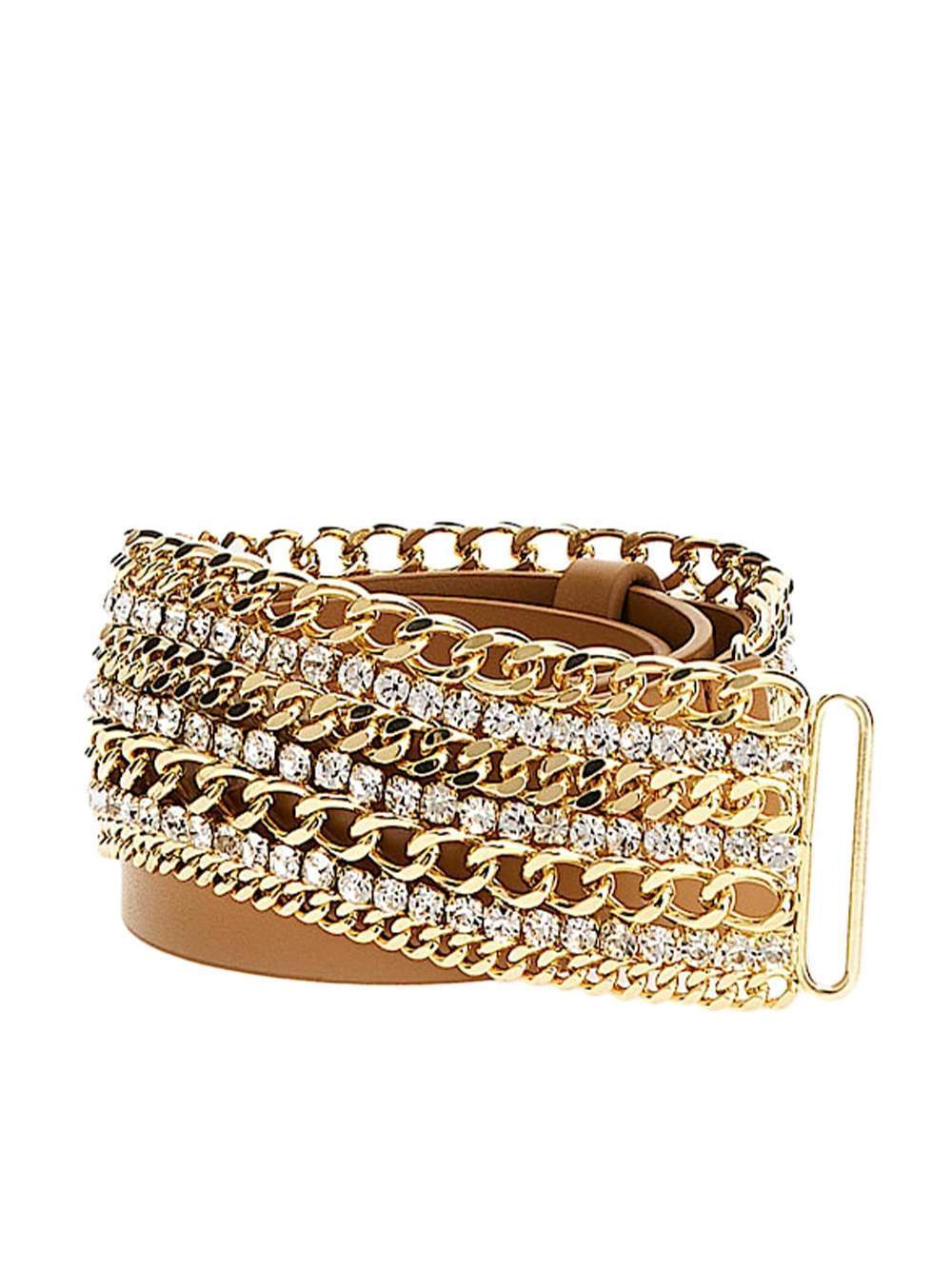 Statement Gürtel mit Kette und Strass