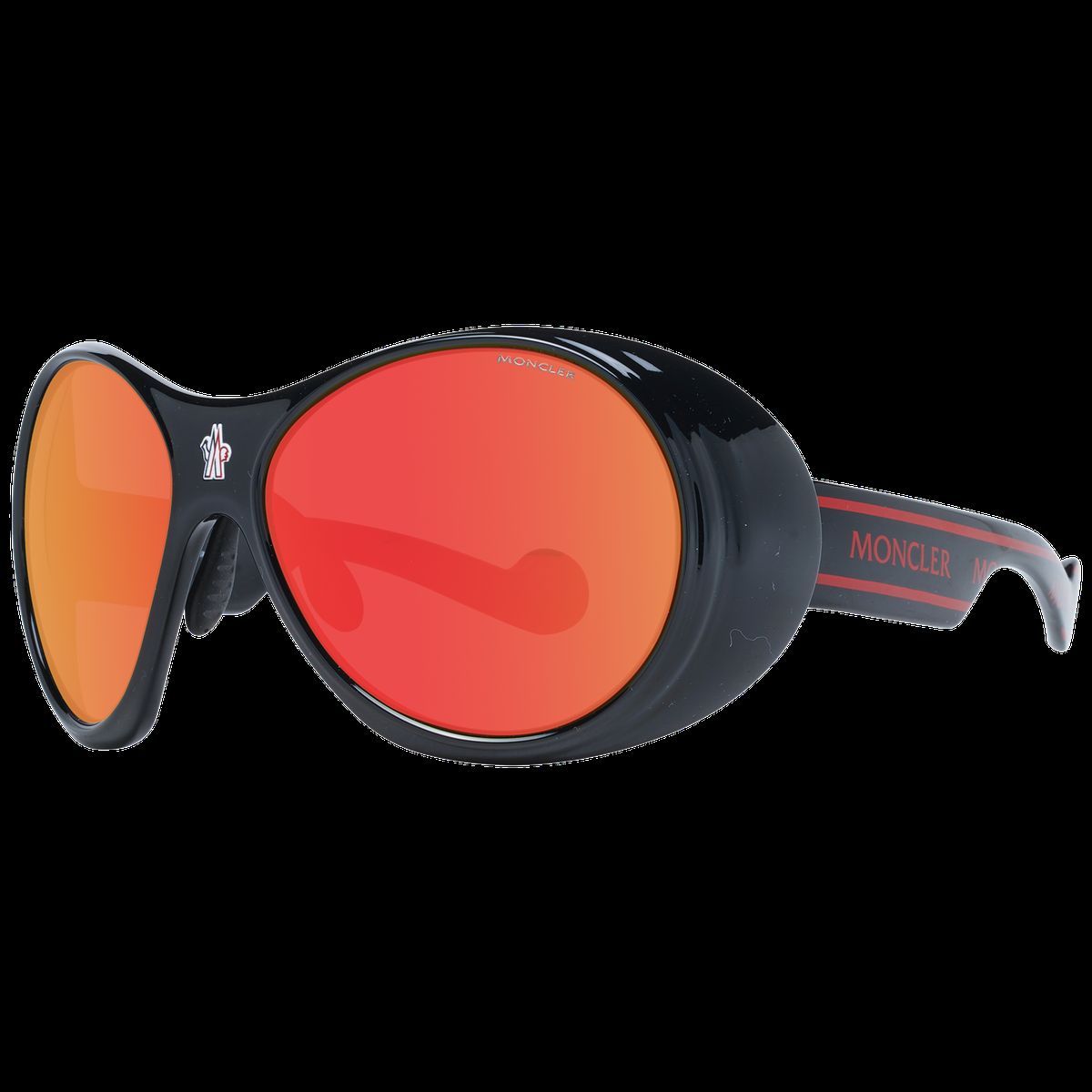 Sportliche Shield Sonnenbrille mit roter Linse