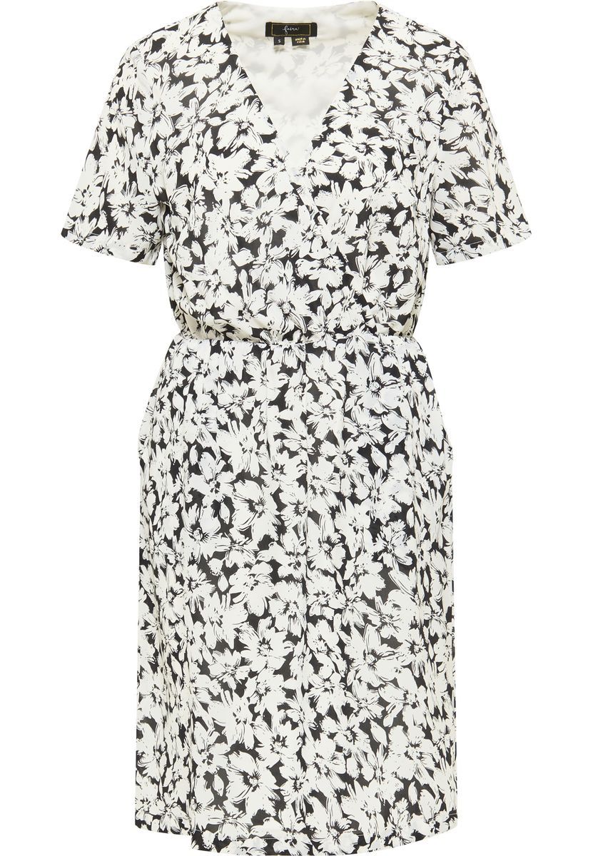 Geblümtes V-Ausschnitt Midikleid