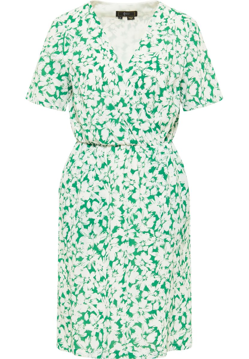 Geblümtes V-Ausschnitt Midikleid